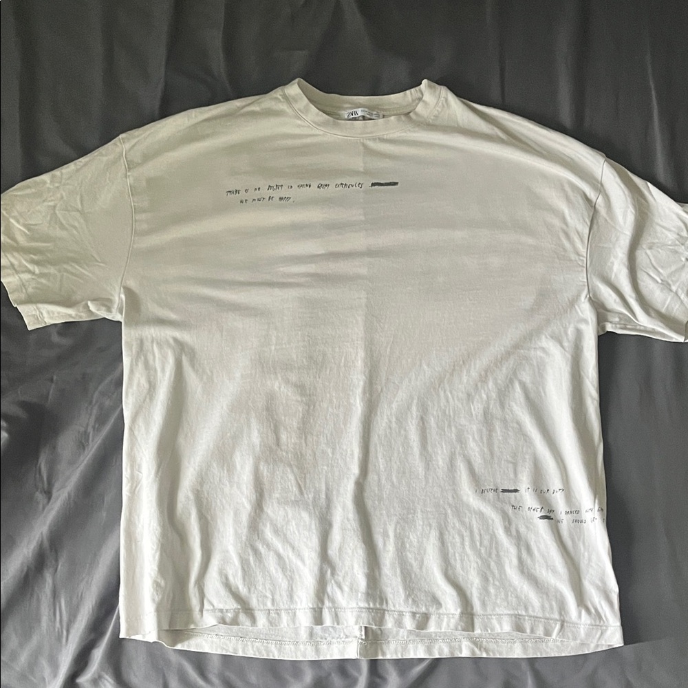 Zara White Graphic Men's T-Shirt